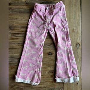 Cedar Rose Pink Flare Jeans with Horse Print